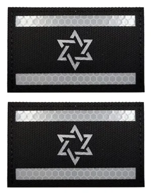 2 PCS AliPlus Israel Flag Patches IR Infrared Reflective Patches Laser Cut Patch Tactical Morale Patch Hook and Loop(Black White)