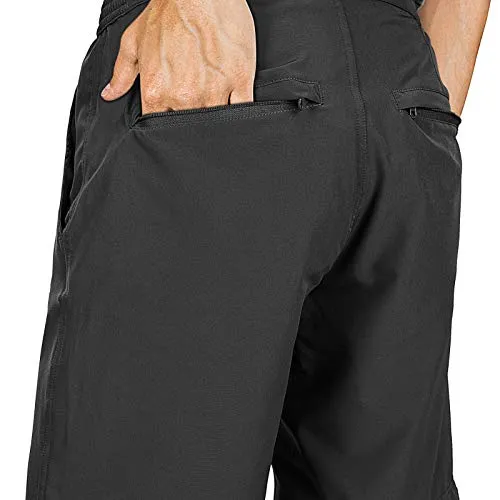 33,000ft Mens Golf Shorts 9 inch Inseam Quick Dry Elastic Waist Classic-Fit Drawstring Dress Shorts Hiking Fishing Business Black