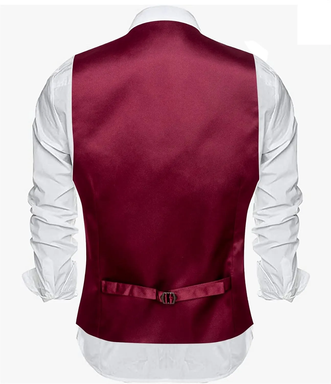 Barry.Wang Mens Satin Suit Vest Formal/Leisure V-neck 2 Pockets Wedding Party Tuxedo Waistcoat
