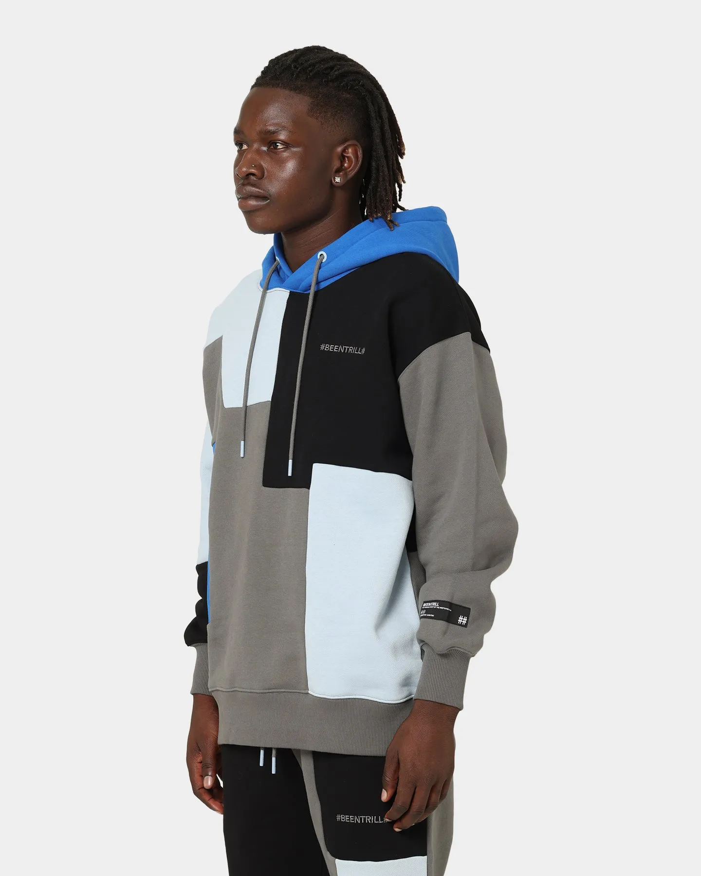 BEENTRILL Patchwork Hoodie Blue/Black