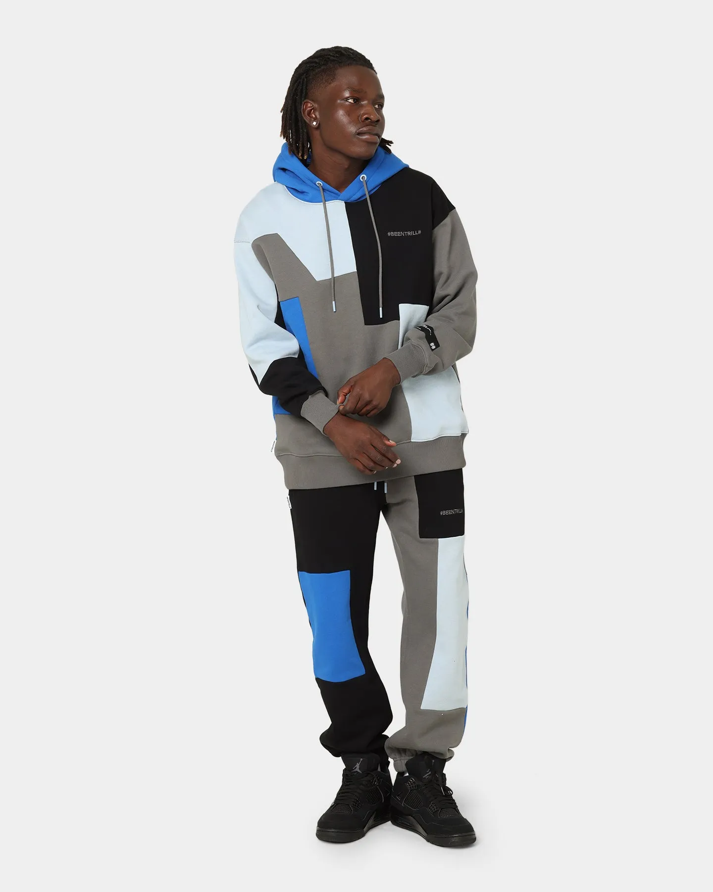 BEENTRILL Patchwork Hoodie Blue/Black