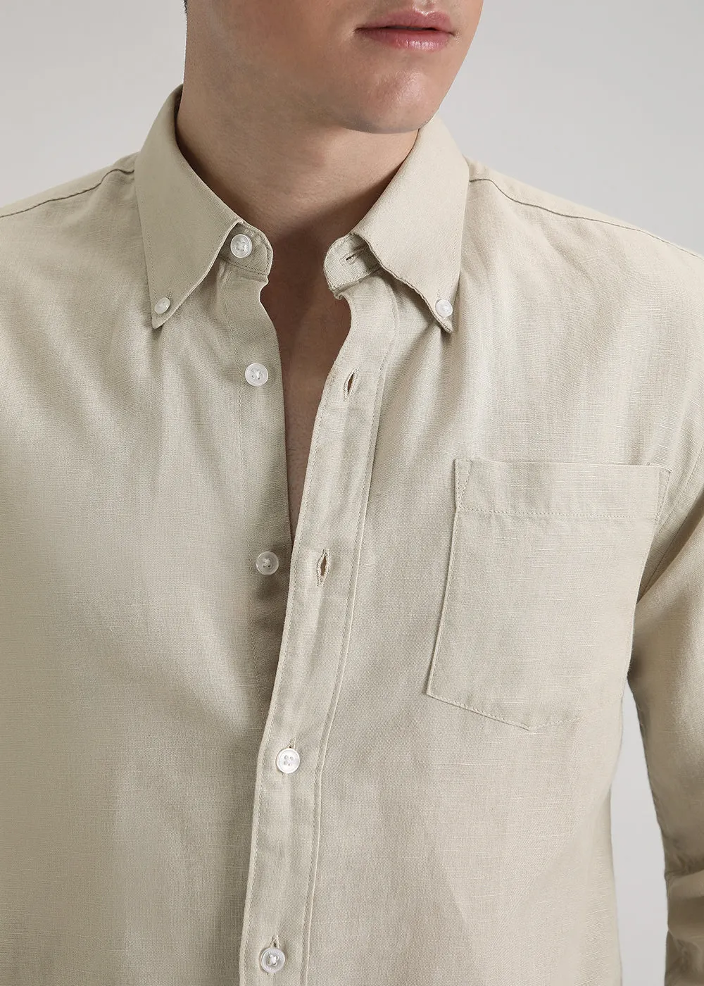 Beige Cotton Linen Shirt