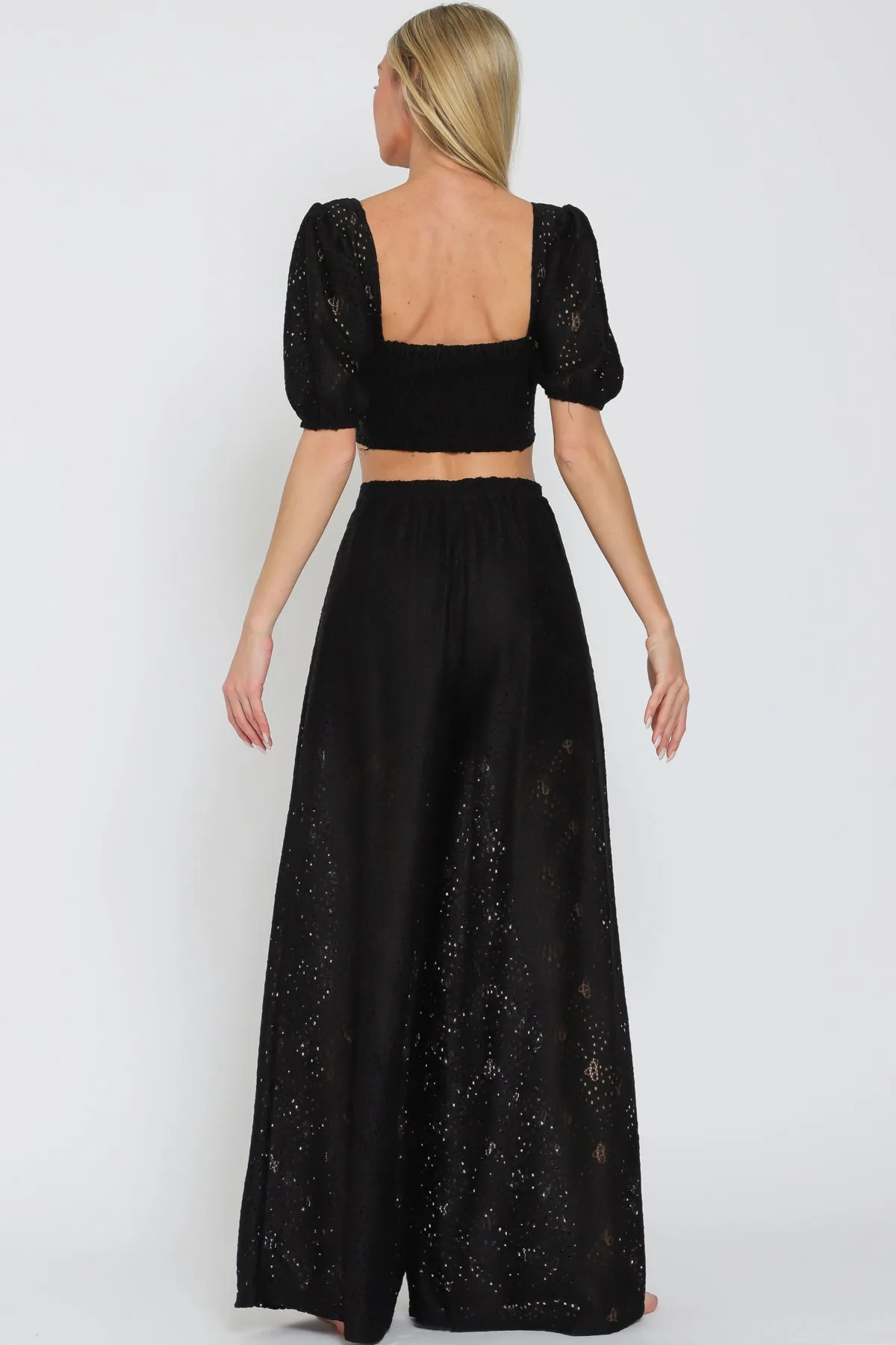 Black Lace Corset & High Waist Pant Set