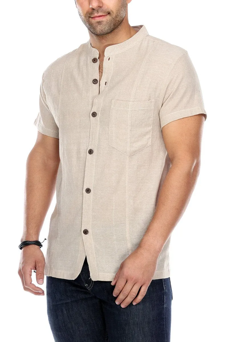 Blue Men's Button Up Shirt Solid Color