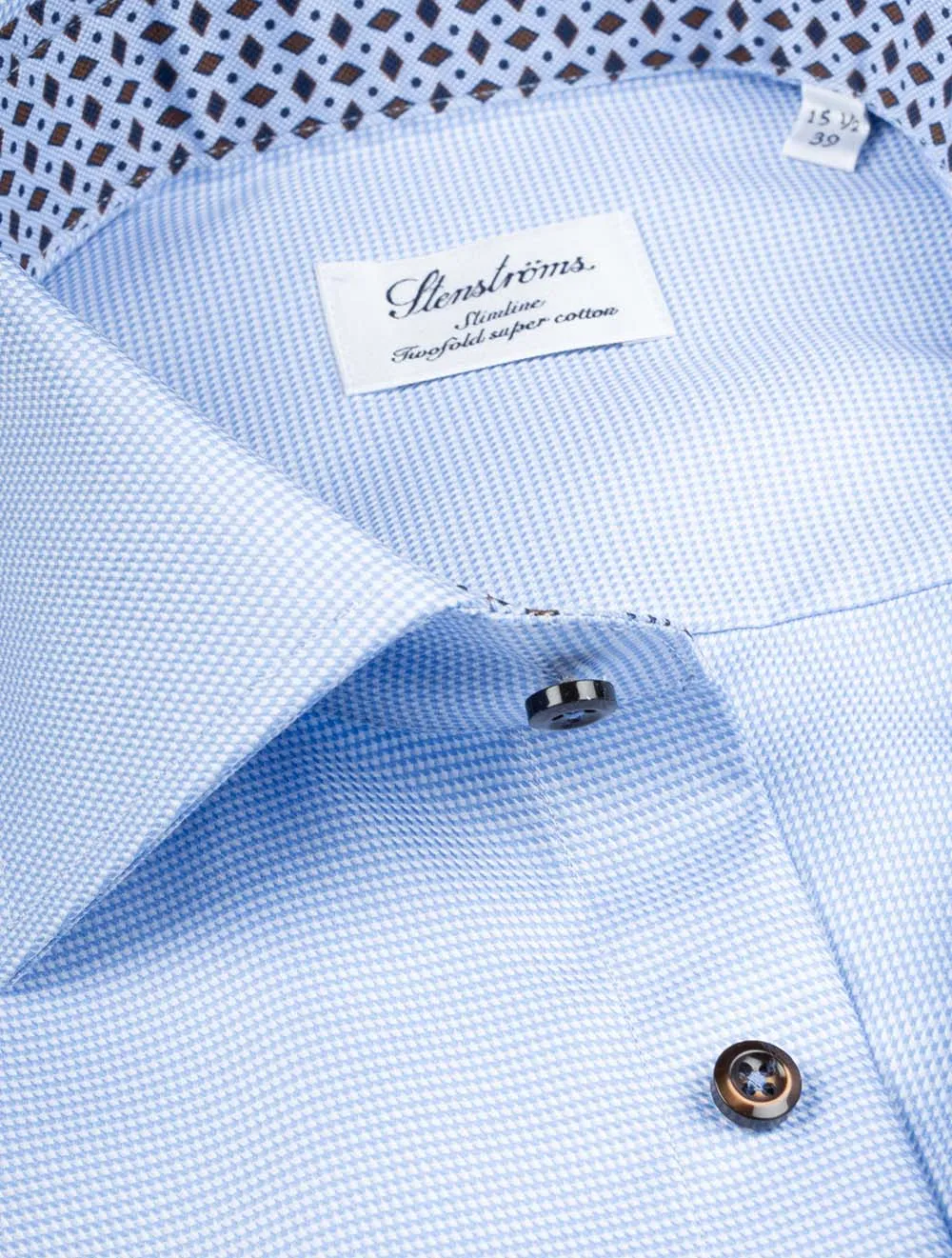 Blue Puppytooth With Inlay Slimline Shirt