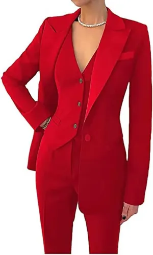 Business Women Suit Set 3 Pieces Notch Lapel Single Breasted Vest for Office Work Lady Suits (Blazer Vest Pants)
