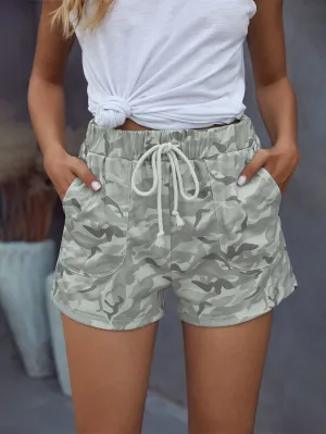 Casual Camo Pocket High Waist Women Shorts