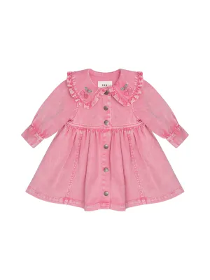 Cherry Collar Denim Dress