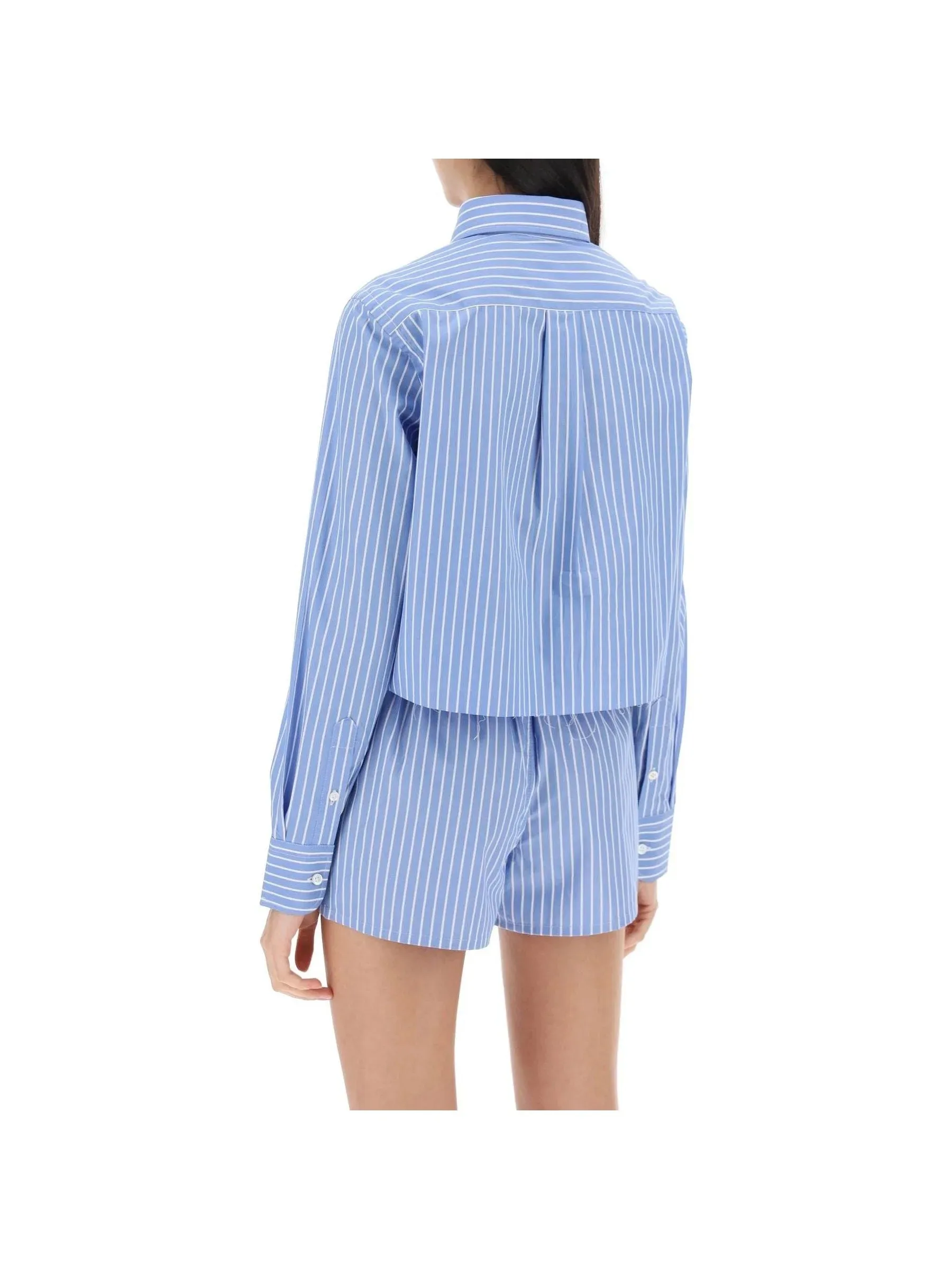 Cropped Striped Cotton Shirt