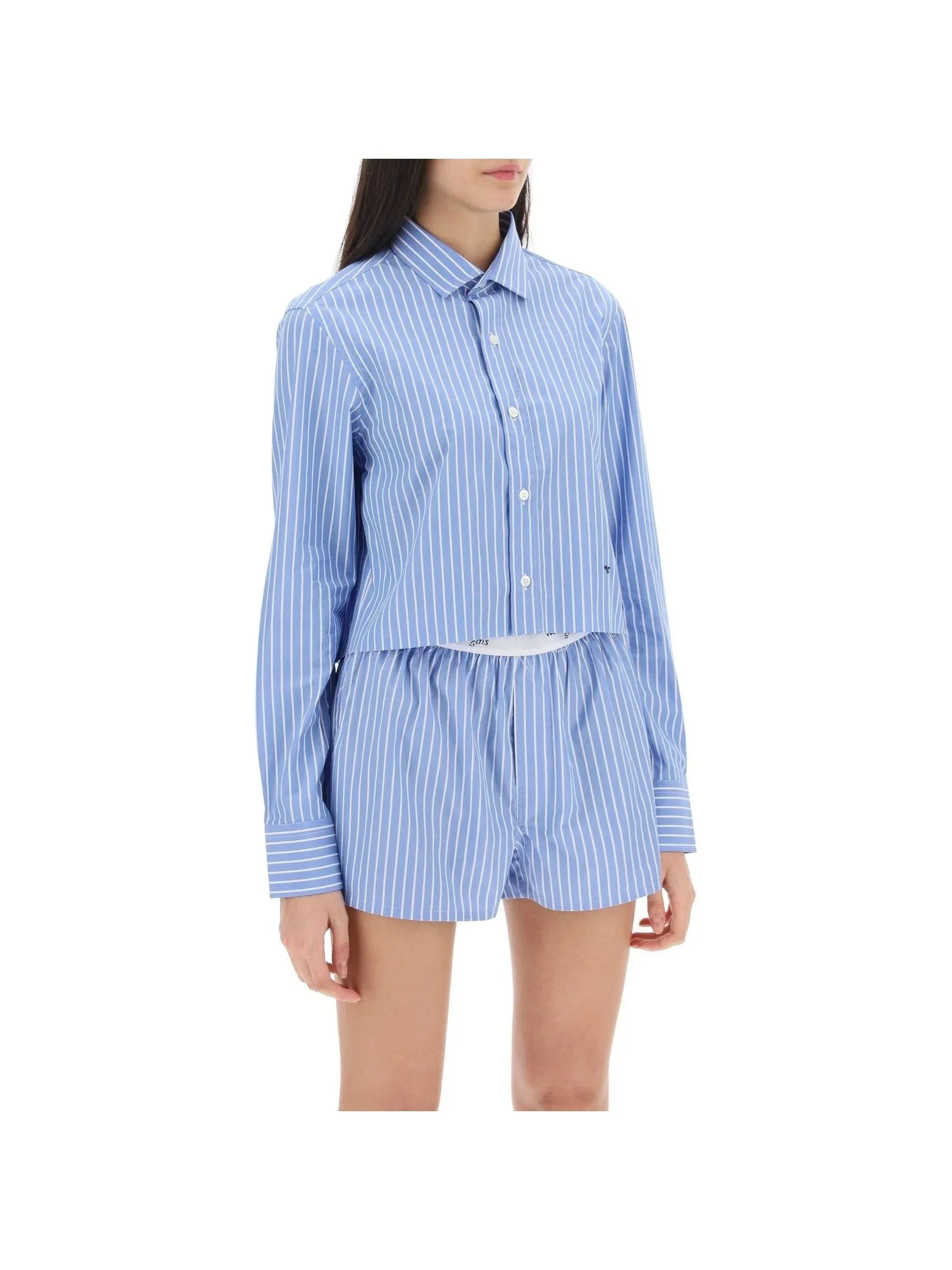 Cropped Striped Cotton Shirt