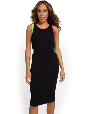 Cut-Out Piped Sweater Dress