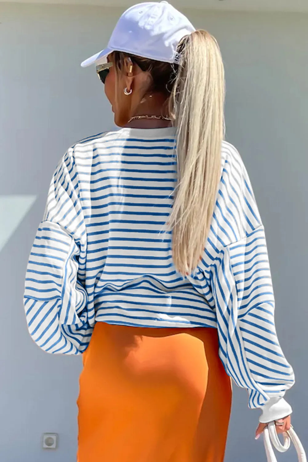 Drop Shoulder Crew Neck Loose Sweatshirt
