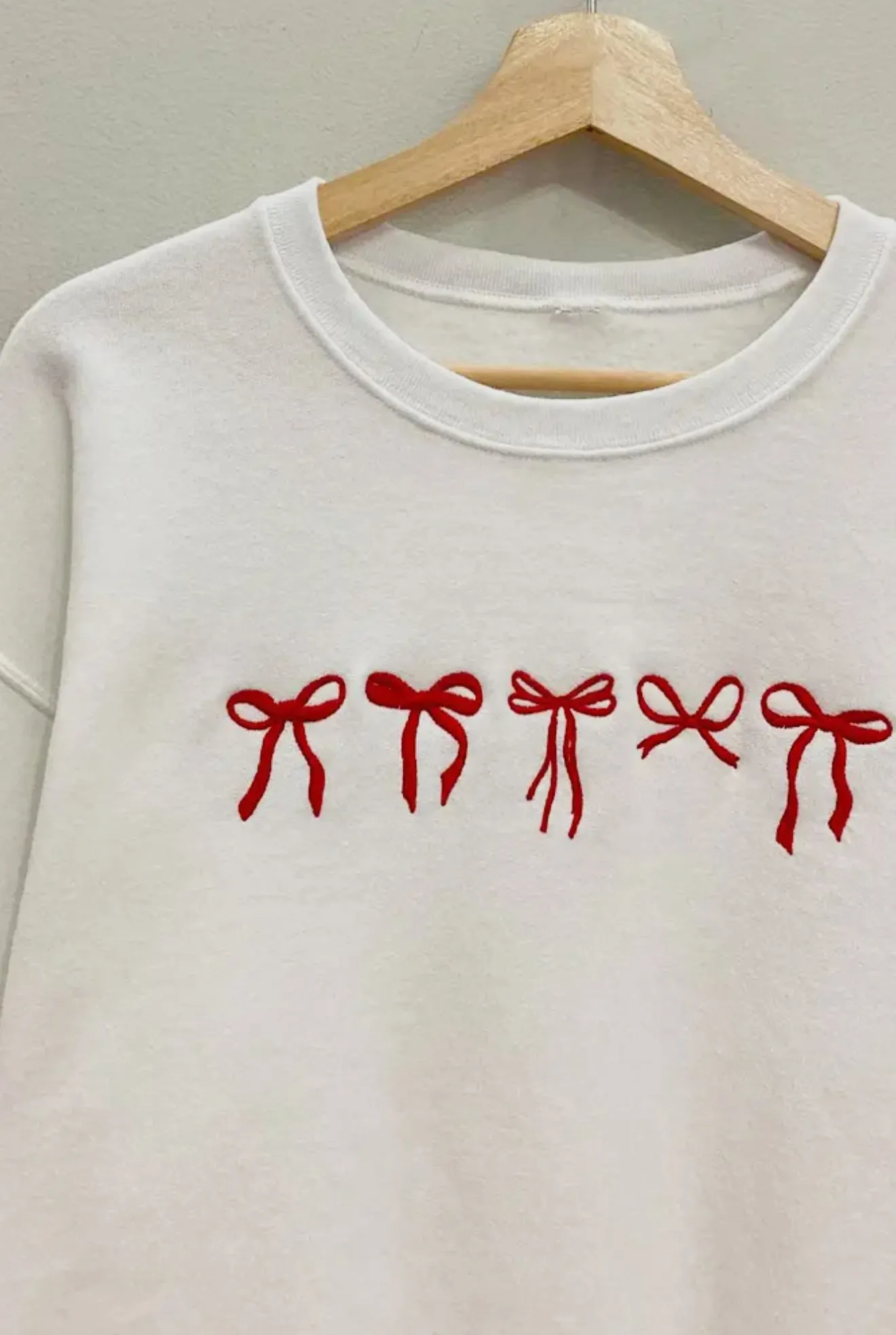 Embroidered Mini-Bows Holiday Sweatshirt