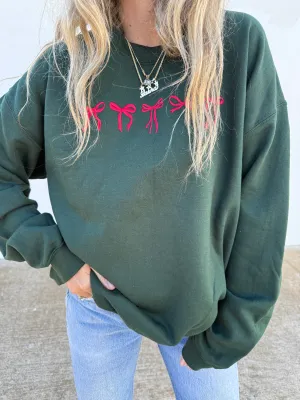 Embroidered Mini-Bows Holiday Sweatshirt