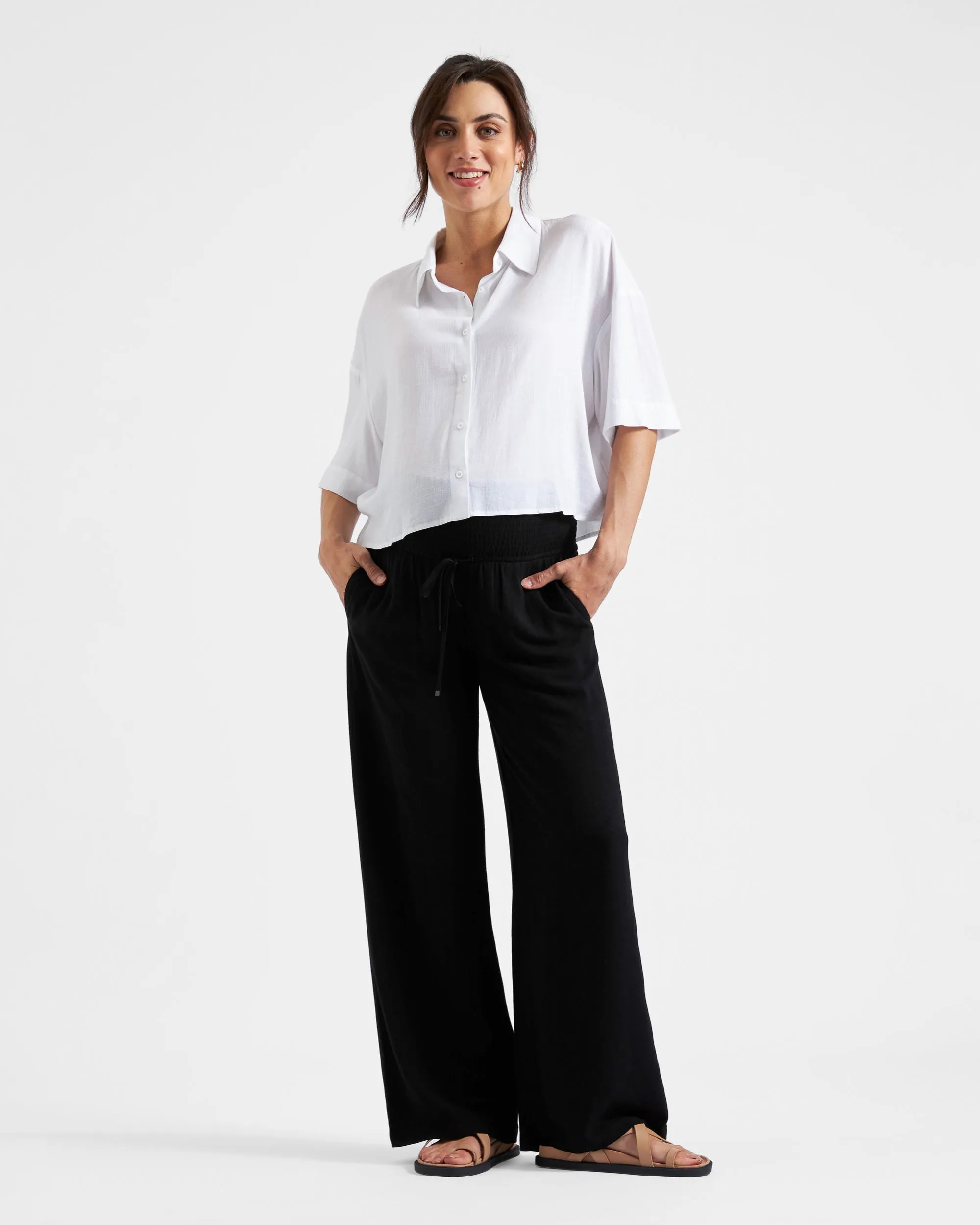 Farrah Crop Button Up