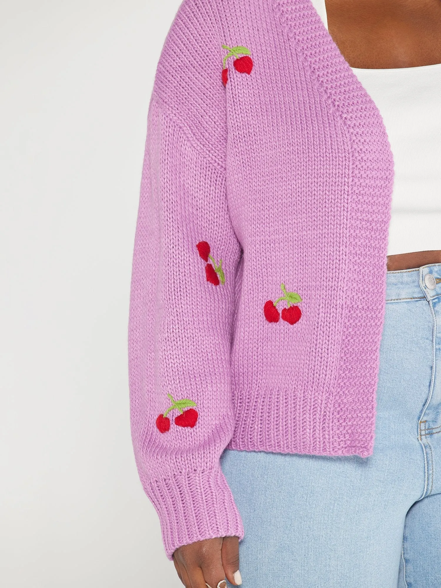 Fashion To Figure - Heather Cherry Embroidered Cardigan