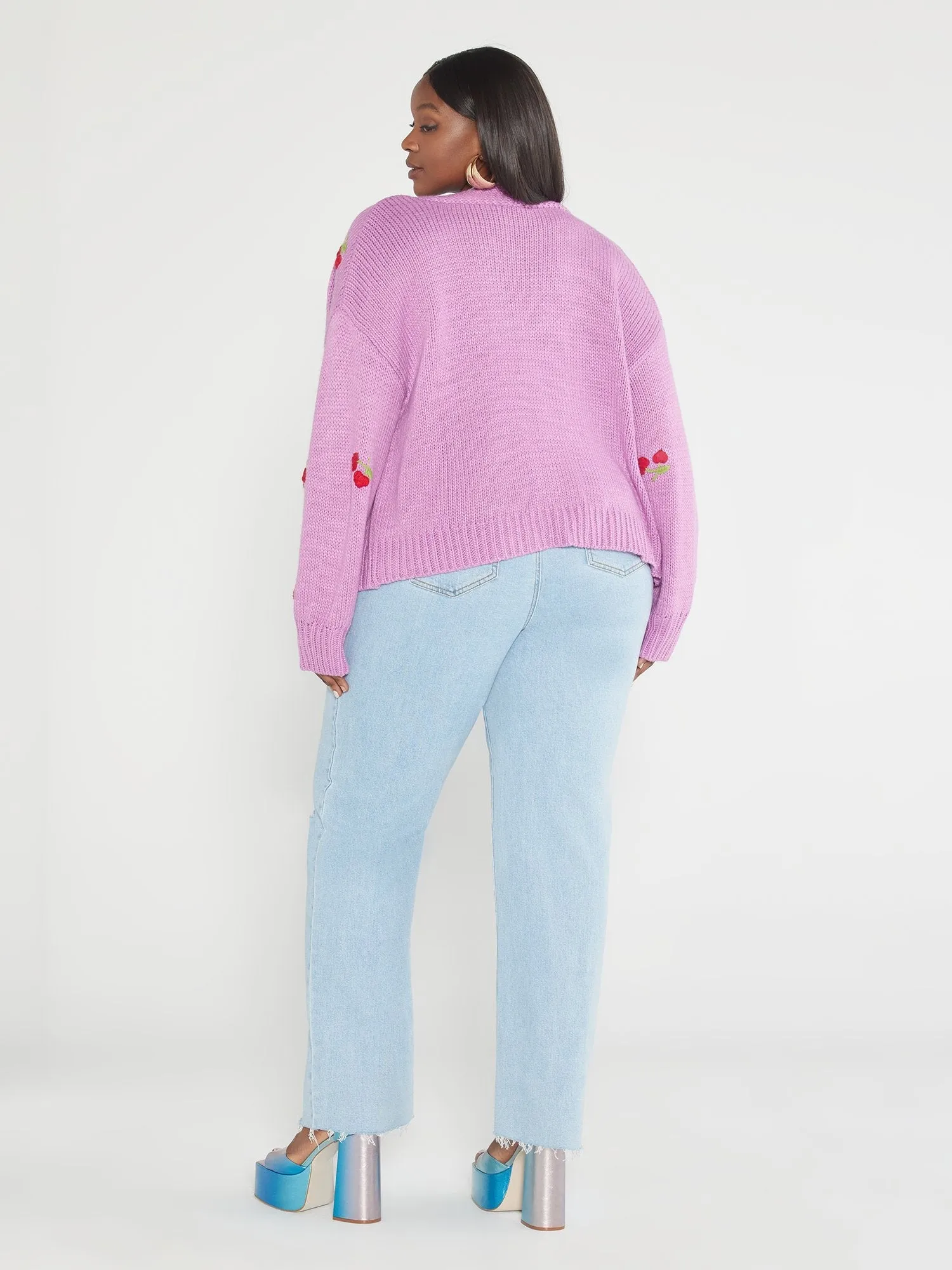 Fashion To Figure - Heather Cherry Embroidered Cardigan