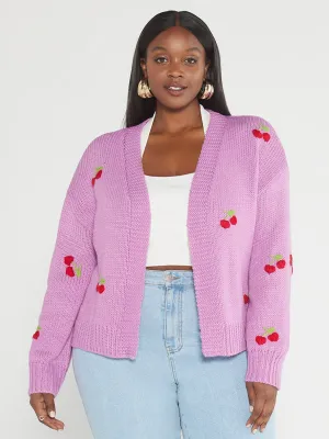 Fashion To Figure - Heather Cherry Embroidered Cardigan