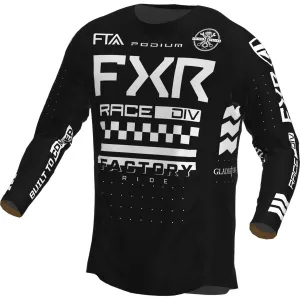 FXR  Black Podium Gladiator MX Jersey Long Sleeve Lightweight Slim Fit Drop-Tail