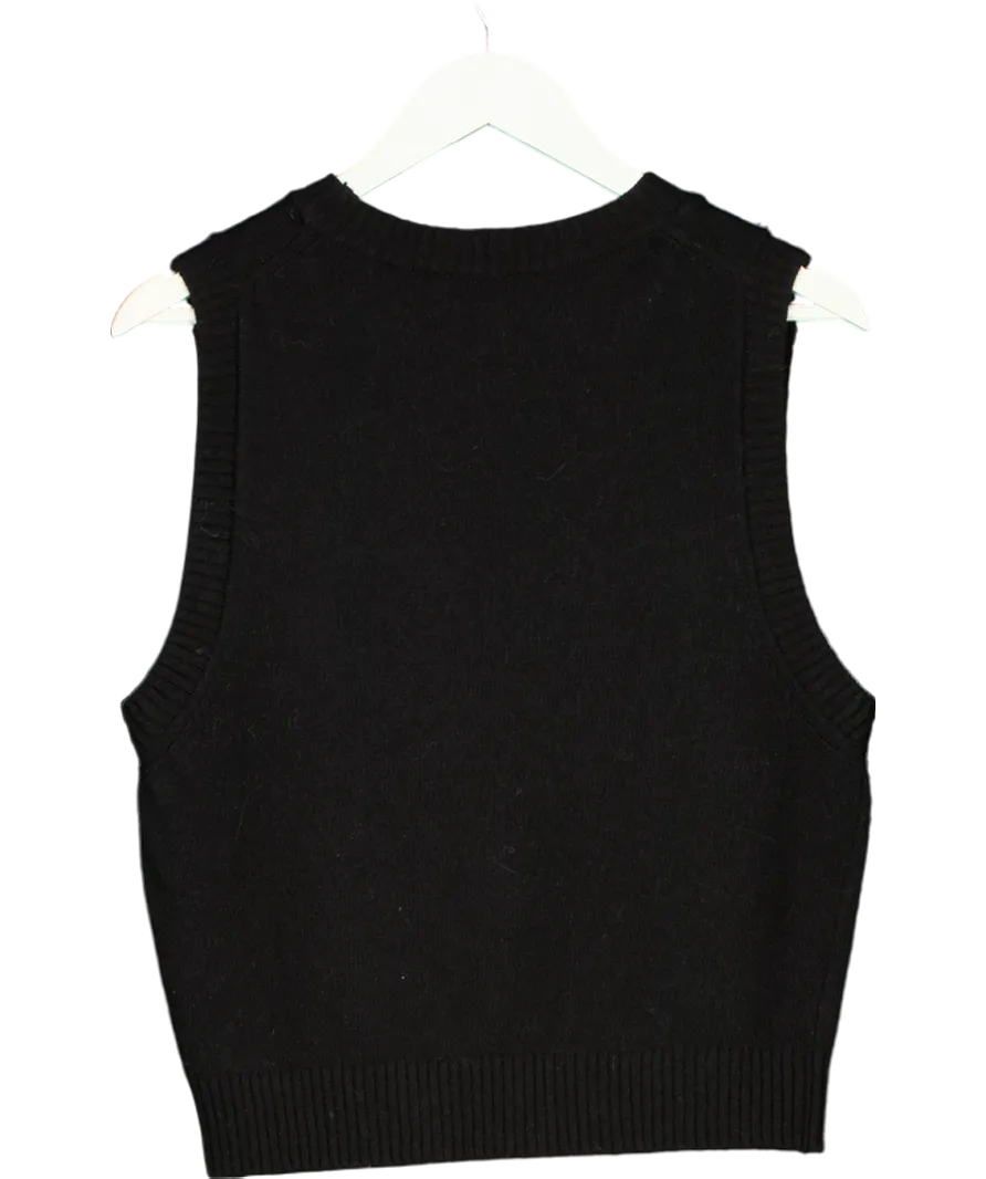 Ganni Black Knitted Have a Nice Day Vest UK M