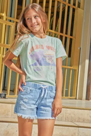 Girls Denim Fray Hem Shorts