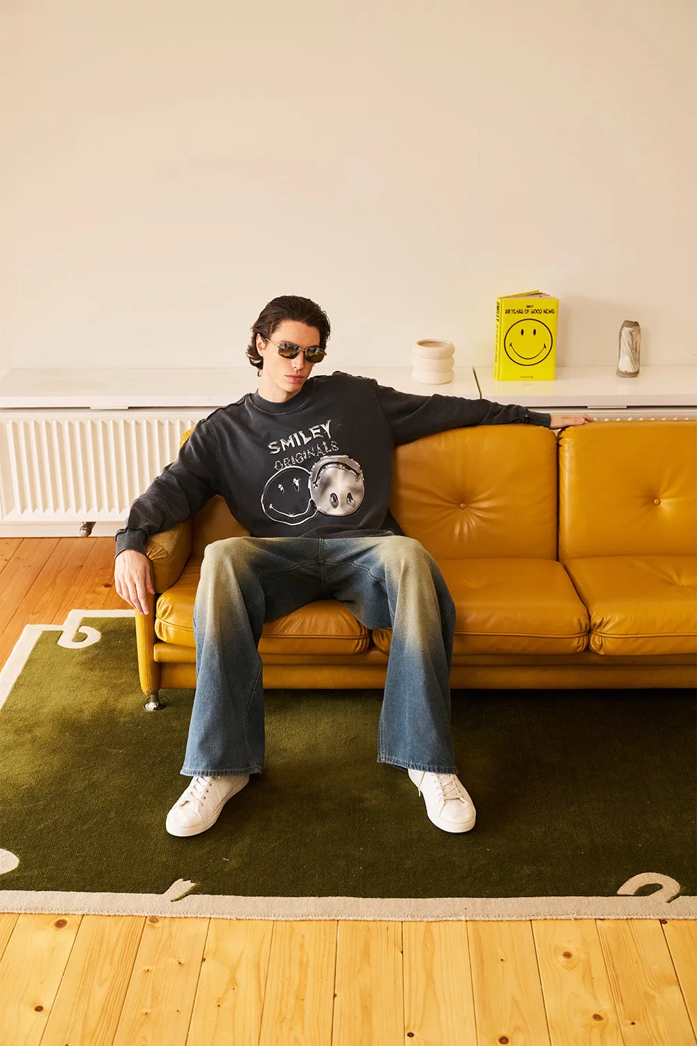 Grey Faded Smiley Originals Sweatshirt
