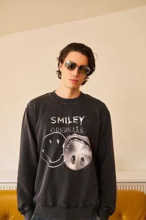 Grey Faded Smiley Originals Sweatshirt