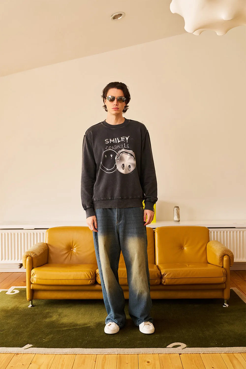 Grey Faded Smiley Originals Sweatshirt