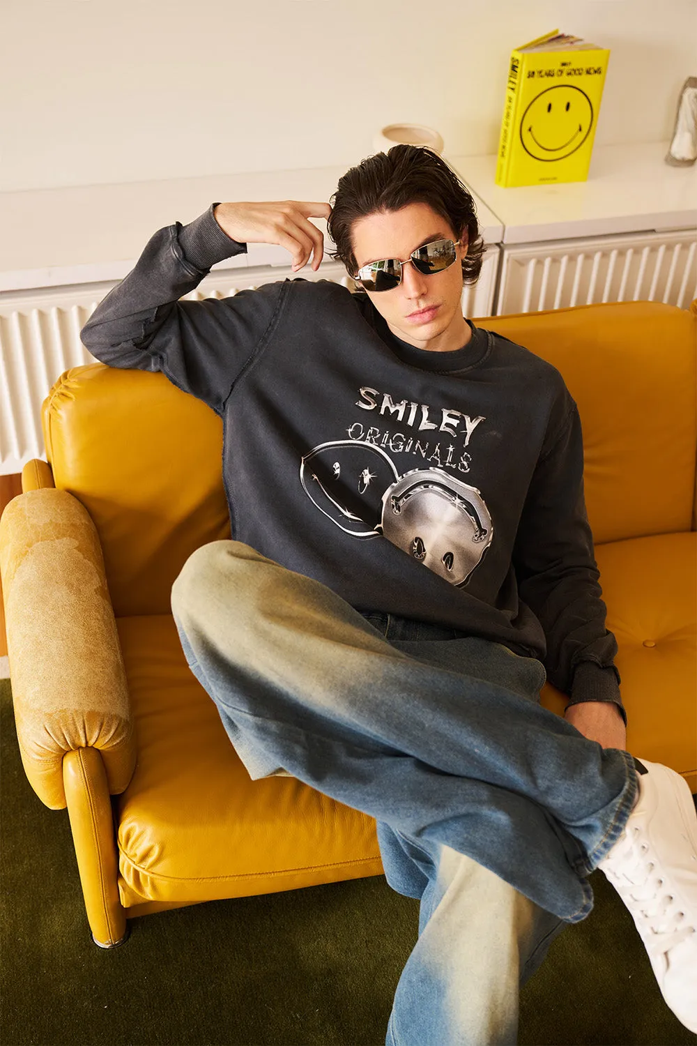 Grey Faded Smiley Originals Sweatshirt