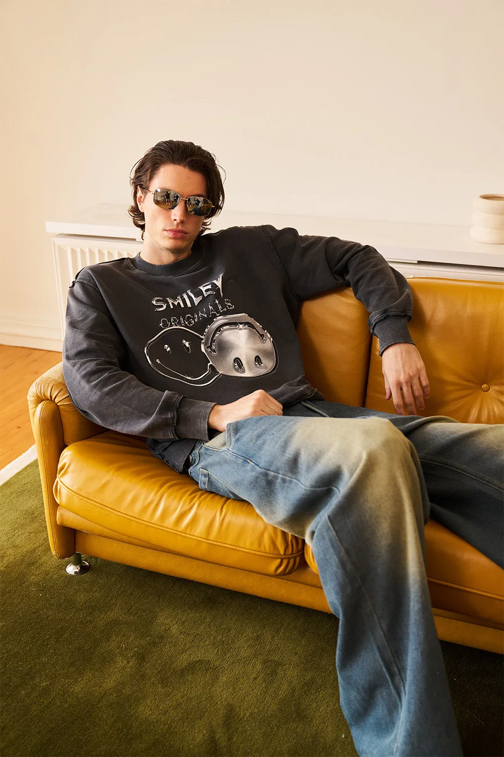 Grey Faded Smiley Originals Sweatshirt