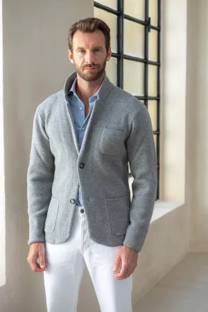 Grey knitted jacket  wool and cashmere  Made in Italy