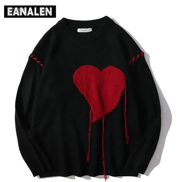 Harajuku love pattern knitted sweater