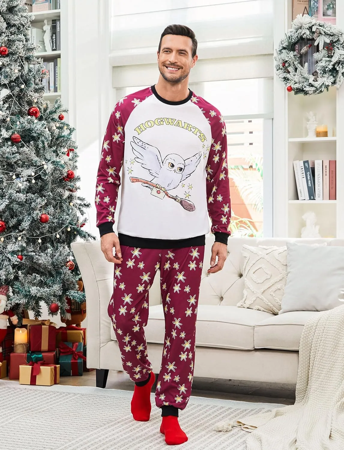 Harry Potter Family Christmas Matching Pajamas Sets Xmas Pjs Top and Pant Set for Kids Couples