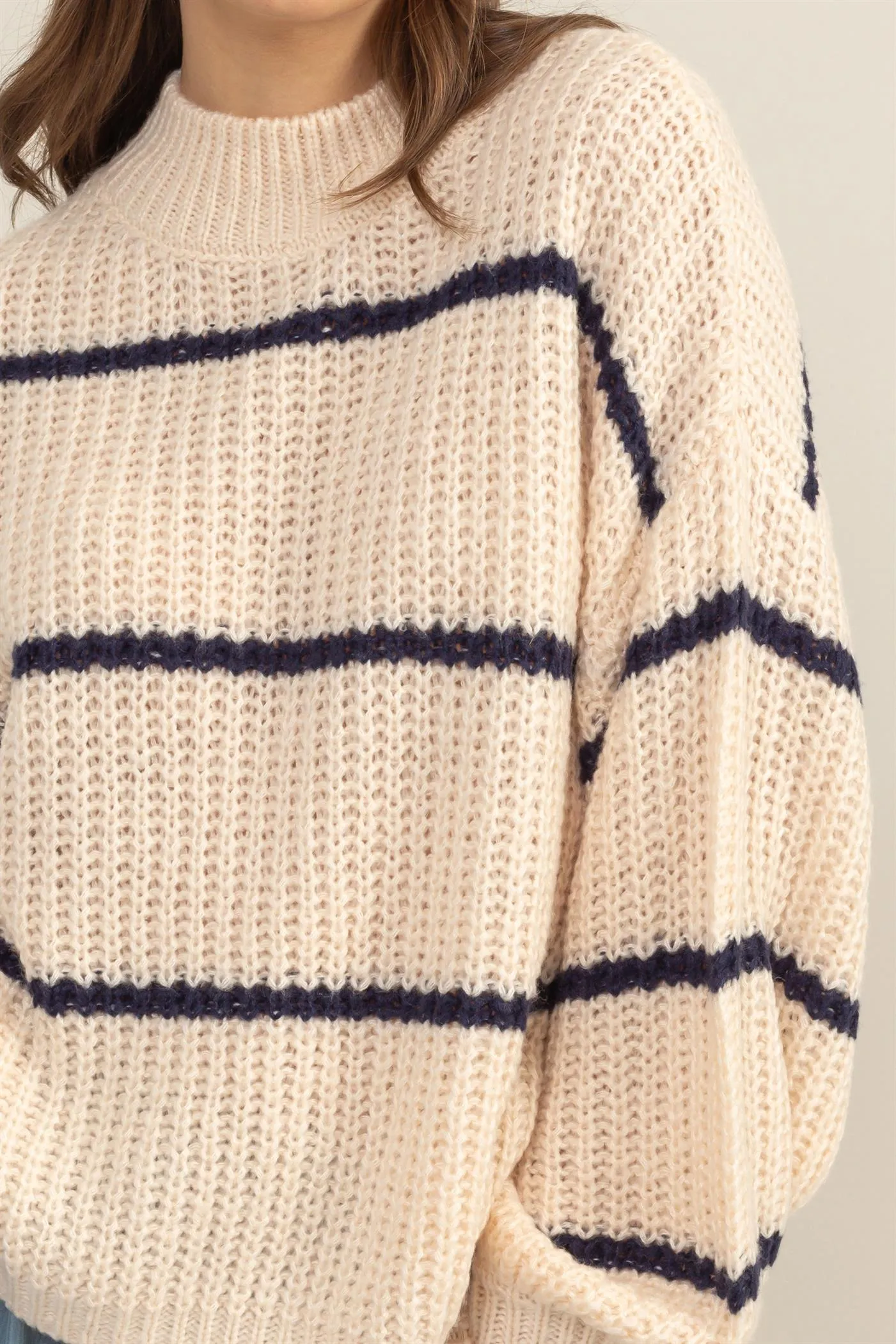 HF25A279-Stripe Oversized Sweater