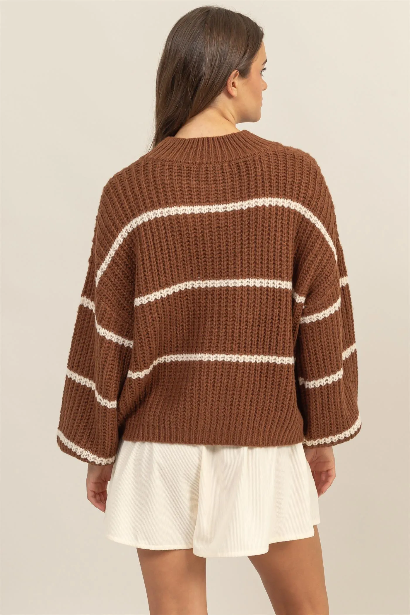 HF25A279-Stripe Oversized Sweater