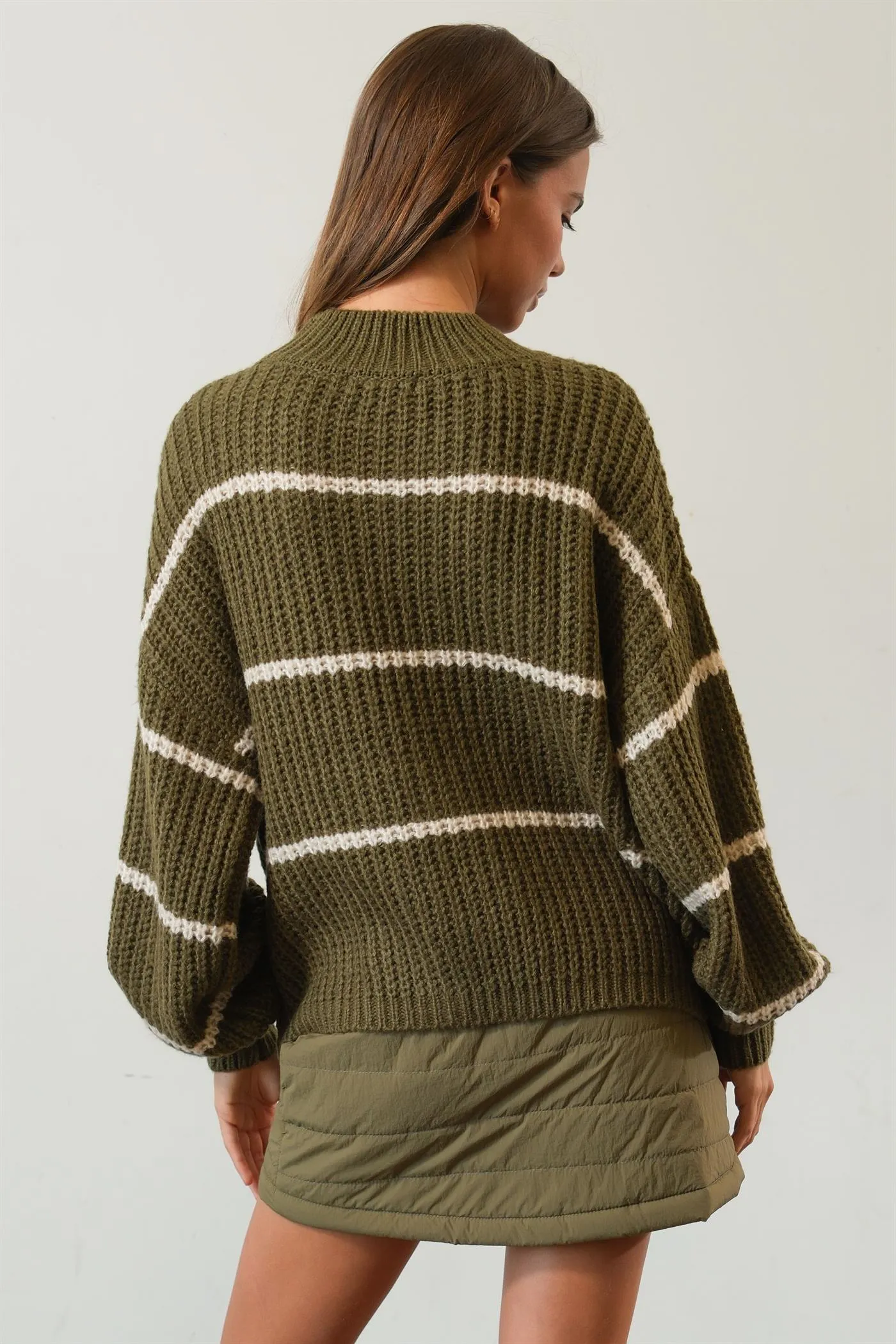 HF25A279-Stripe Oversized Sweater