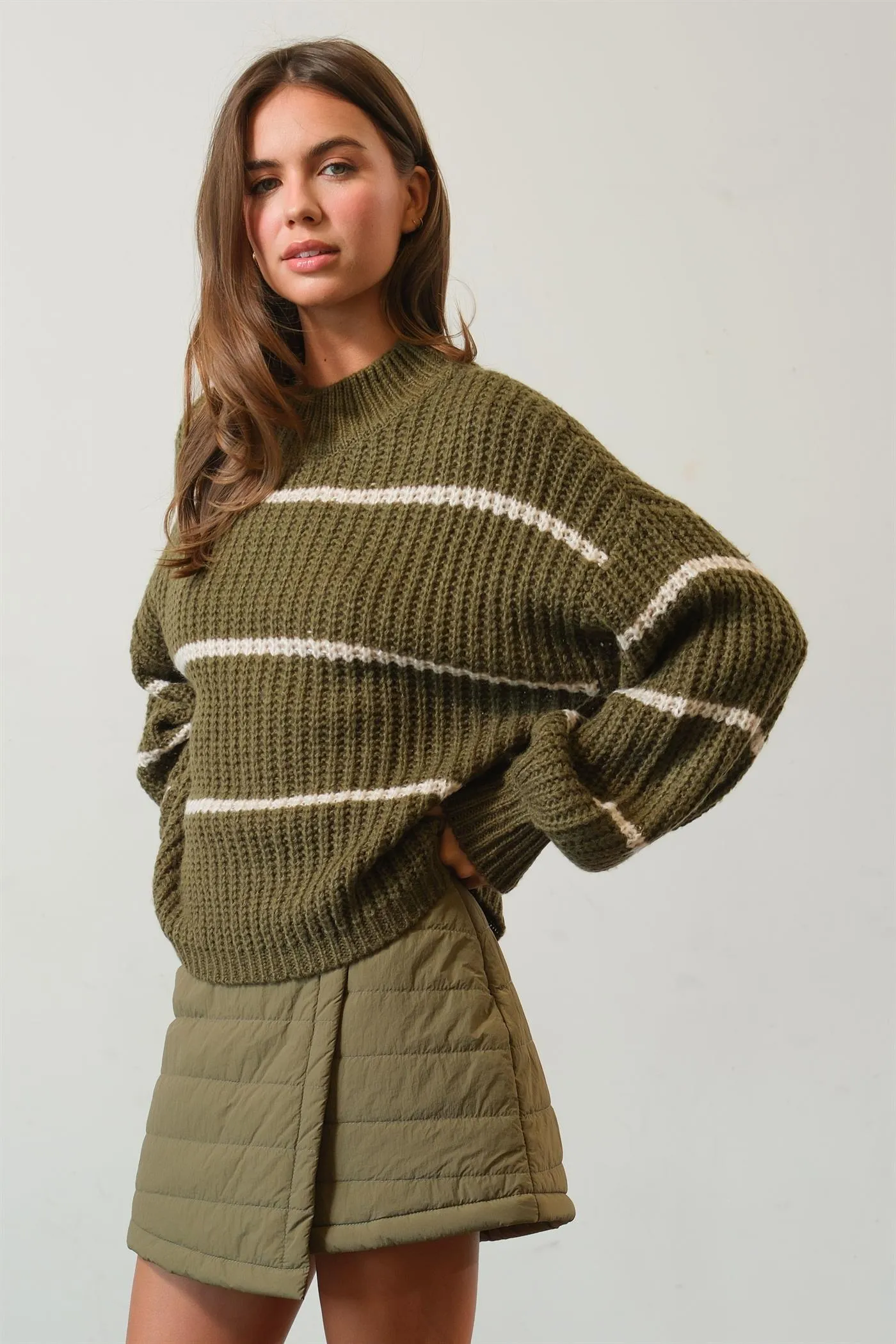 HF25A279-Stripe Oversized Sweater