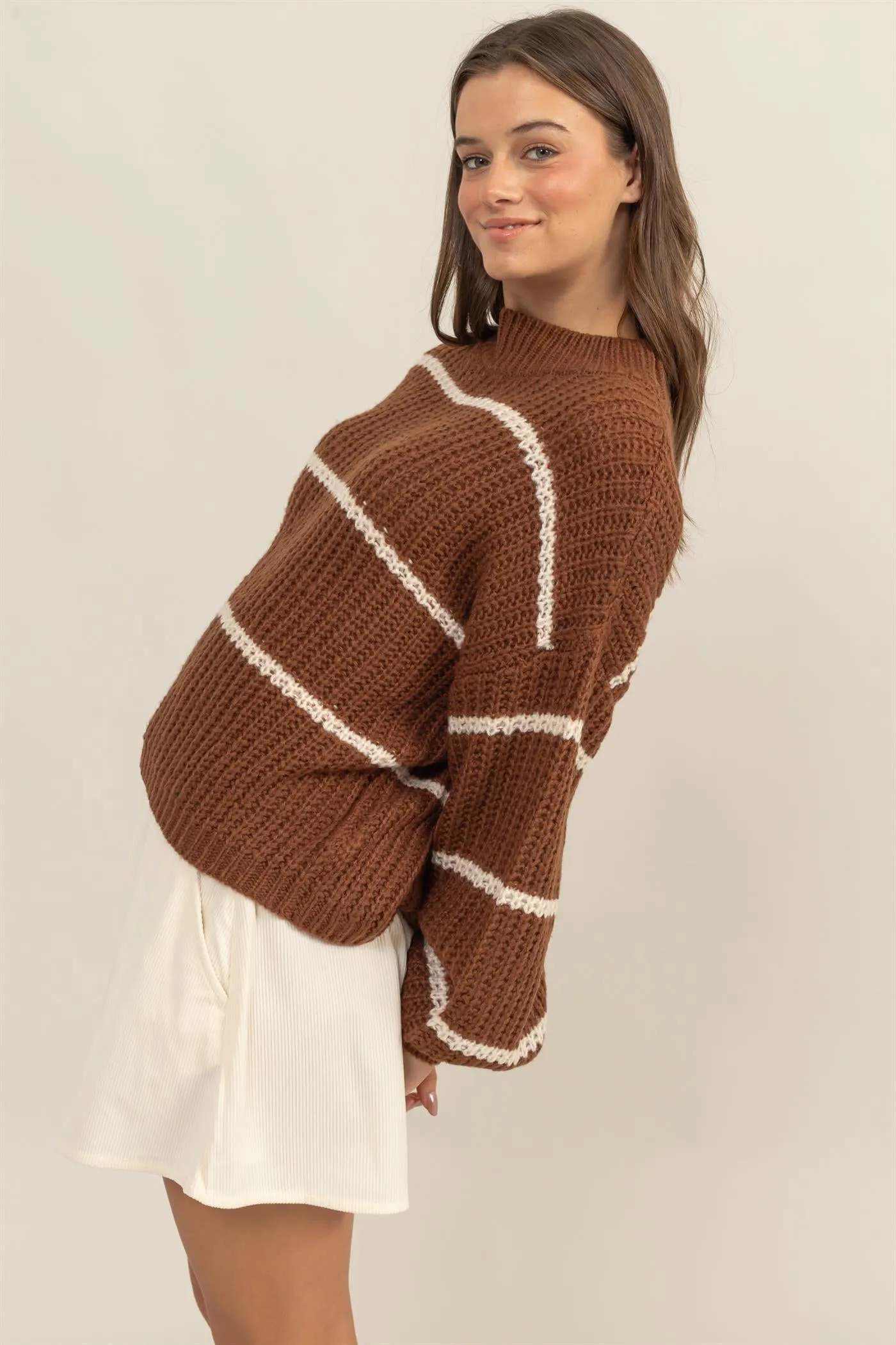 HF25A279-Stripe Oversized Sweater