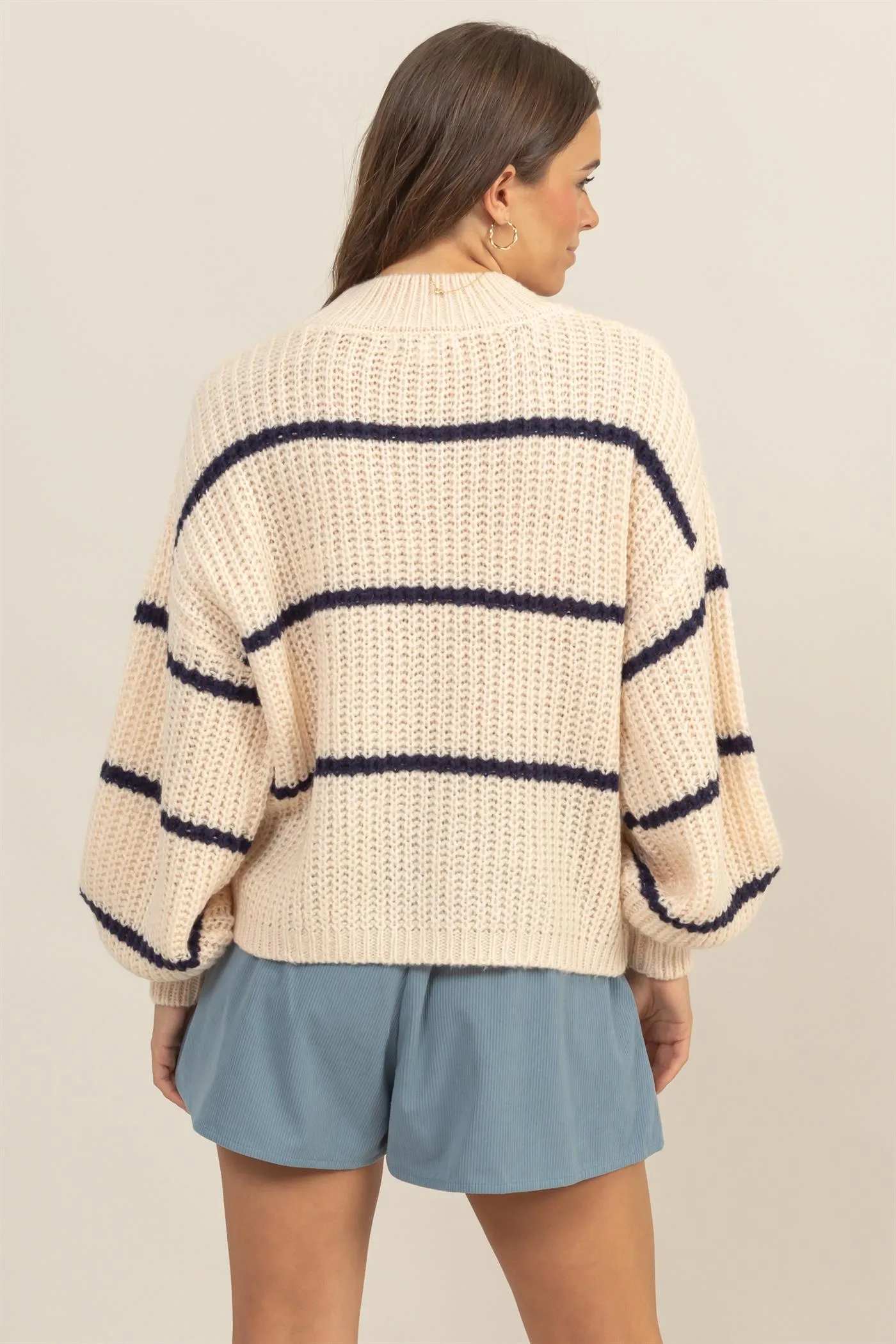 HF25A279-Stripe Oversized Sweater