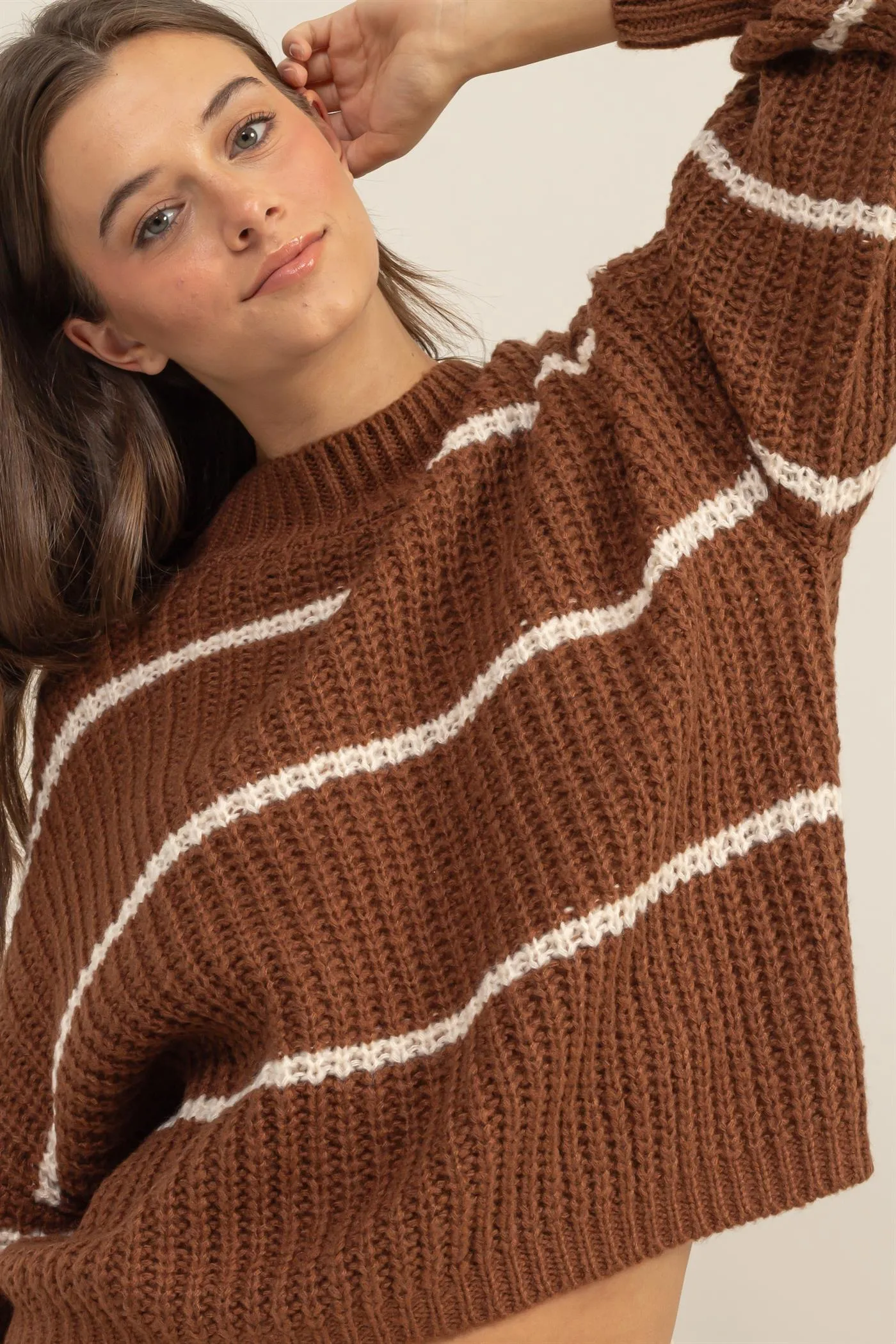 HF25A279-Stripe Oversized Sweater