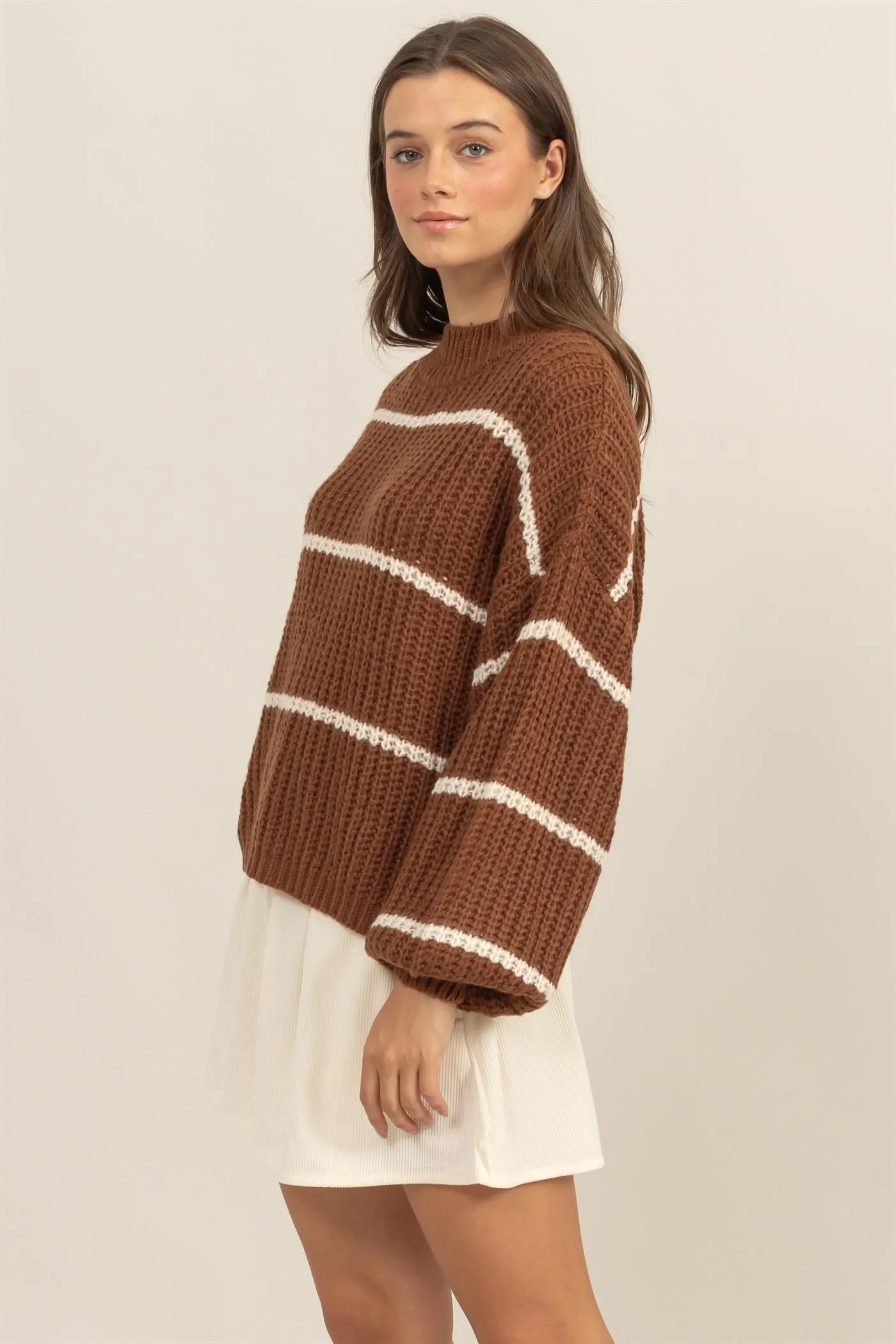HF25A279-Stripe Oversized Sweater