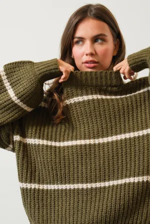 HF25A279-Stripe Oversized Sweater