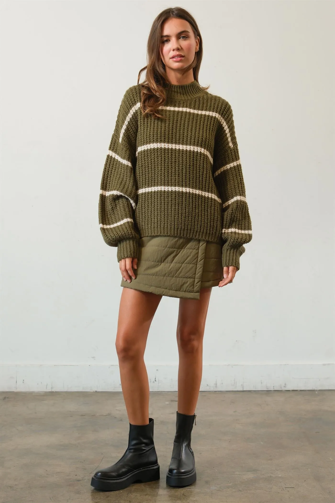 HF25A279-Stripe Oversized Sweater