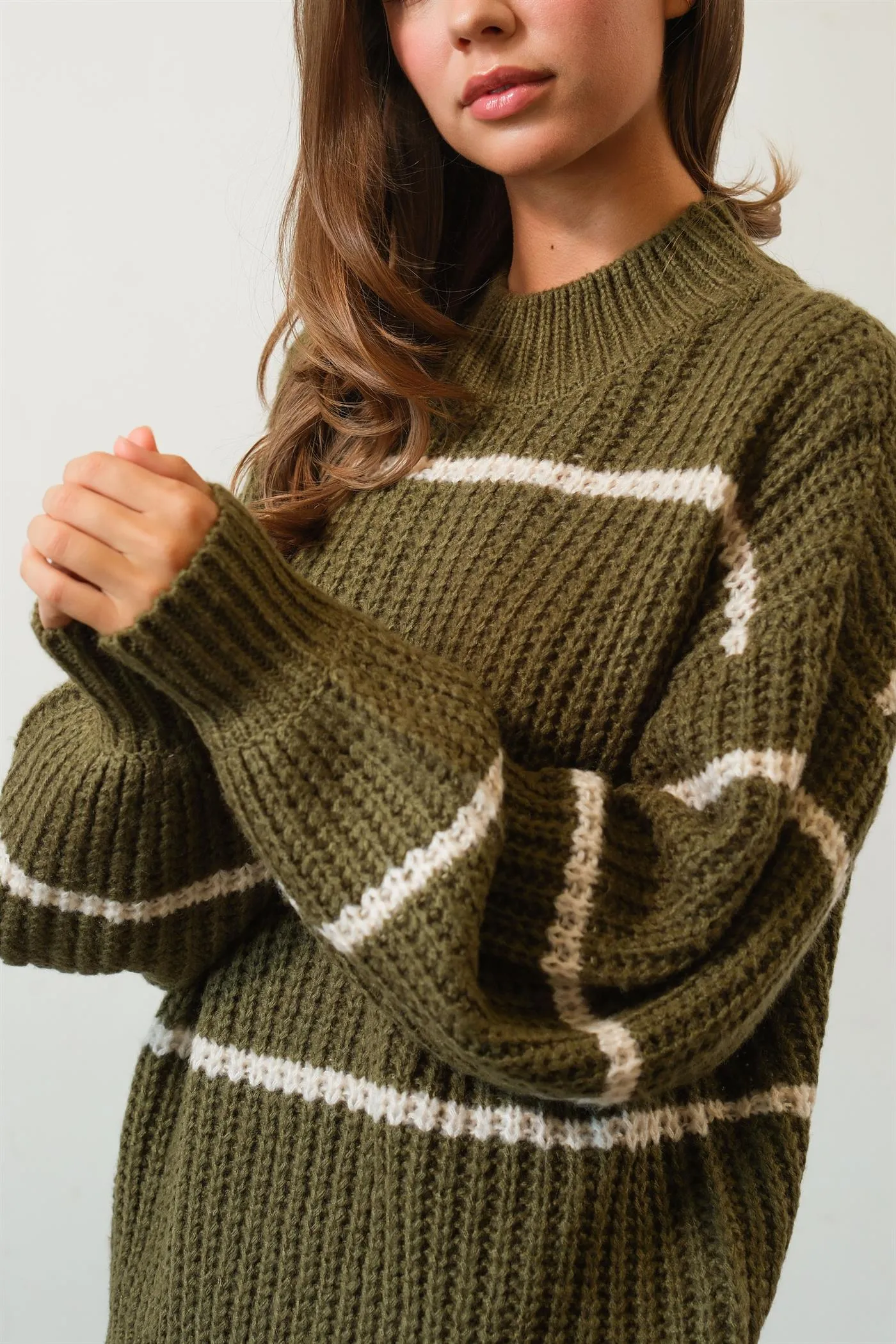 HF25A279-Stripe Oversized Sweater