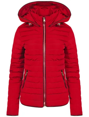 Kacie Quilted Hooded Jacket in Crimson - Tokyo Laundry