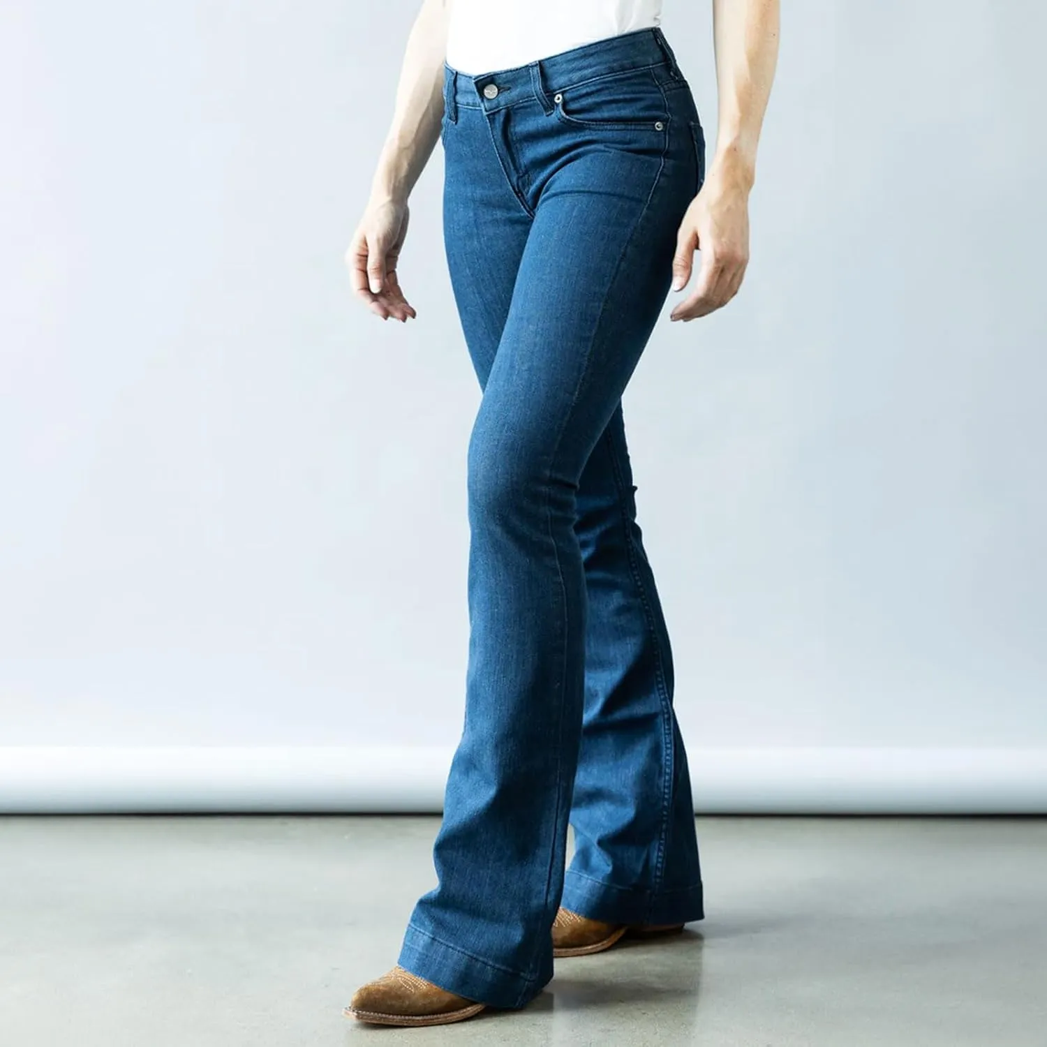 Kimes Ranch Women's Lola Casual Western Mid-Rise Wide Flare Leg Tri-Blend