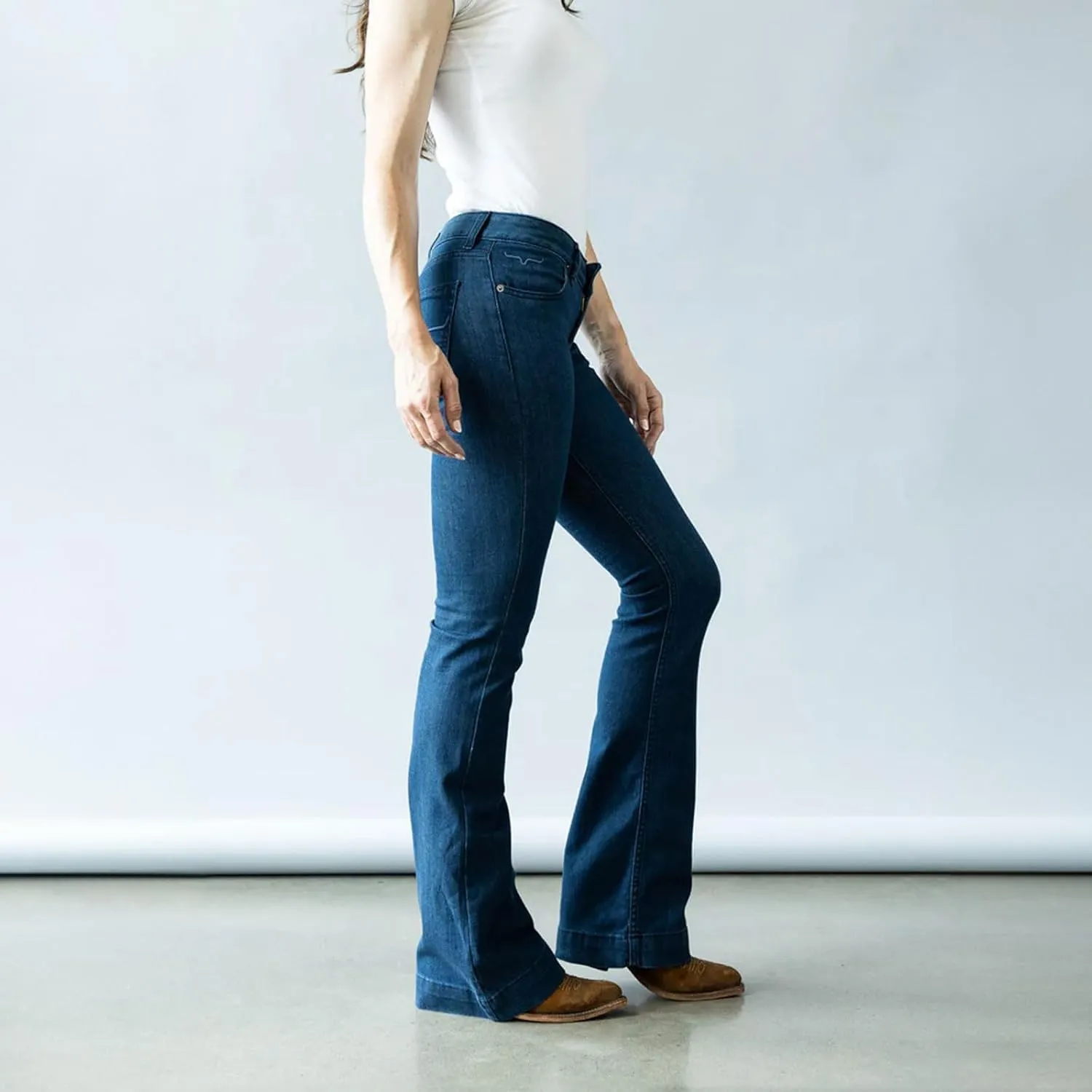 Kimes Ranch Women's Lola Casual Western Mid-Rise Wide Flare Leg Tri-Blend