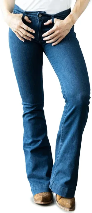 Kimes Ranch Women's Lola Casual Western Mid-Rise Wide Flare Leg Tri-Blend