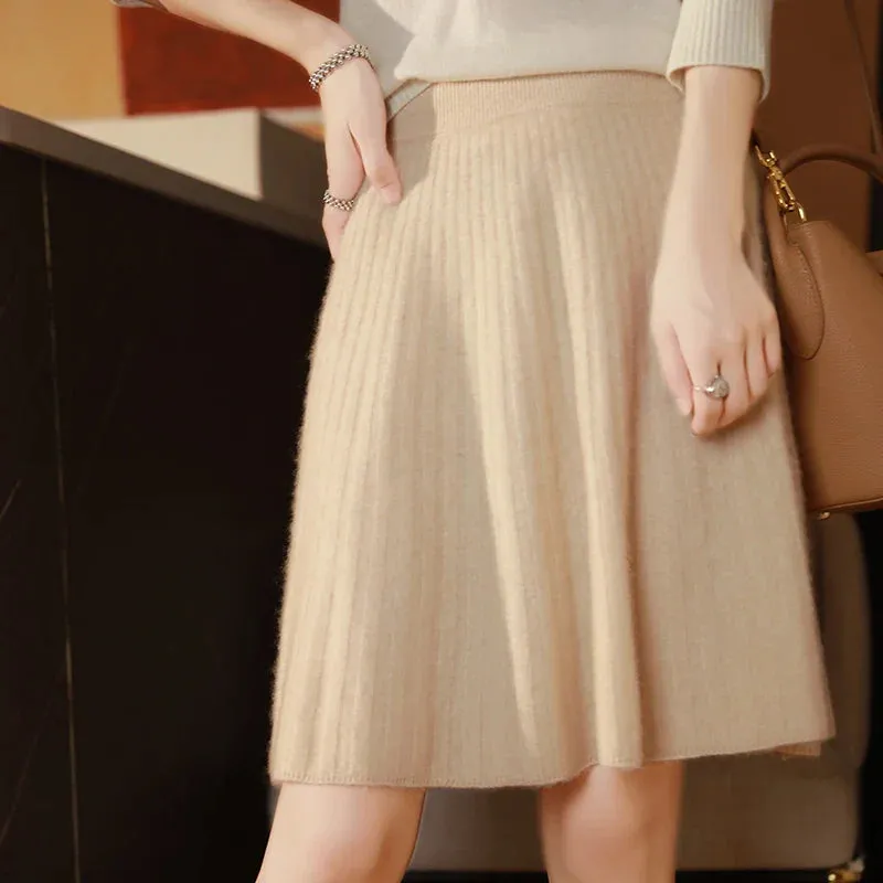 Knitted Brushed Wool Skirt