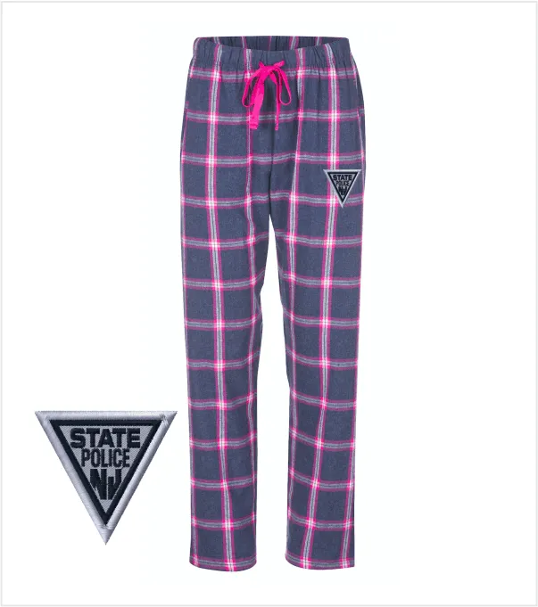 Ladies NAVY/PINK Flannel Pants with Pockets and Iconic Embroidered Logo